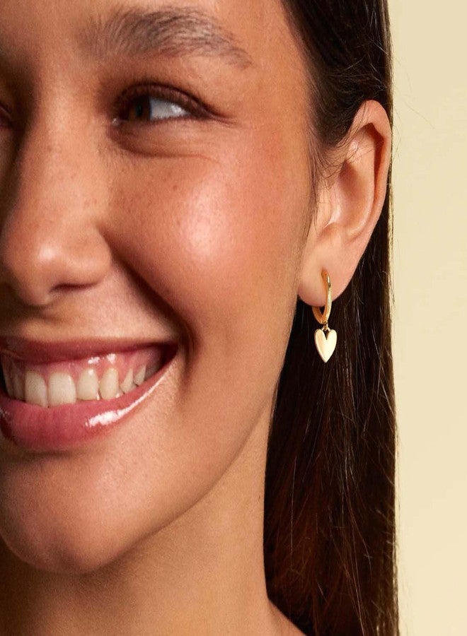 VACRONA Gold Heart Hoop Earrings Huggie Earrings for Women 14k Gold Plated Small Hoops Earrings - Image 4
