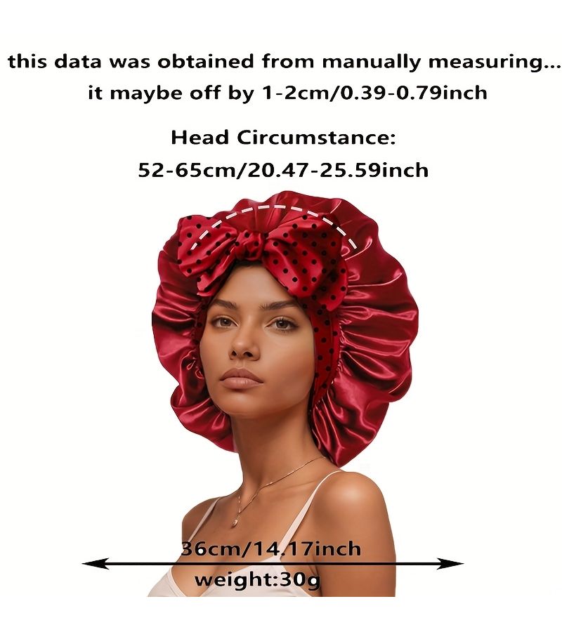 2pcs Wine Red Satin Bonnet with Tie Band for Sleeping Night Sleep Hat for Women Natural Hair - Image 4