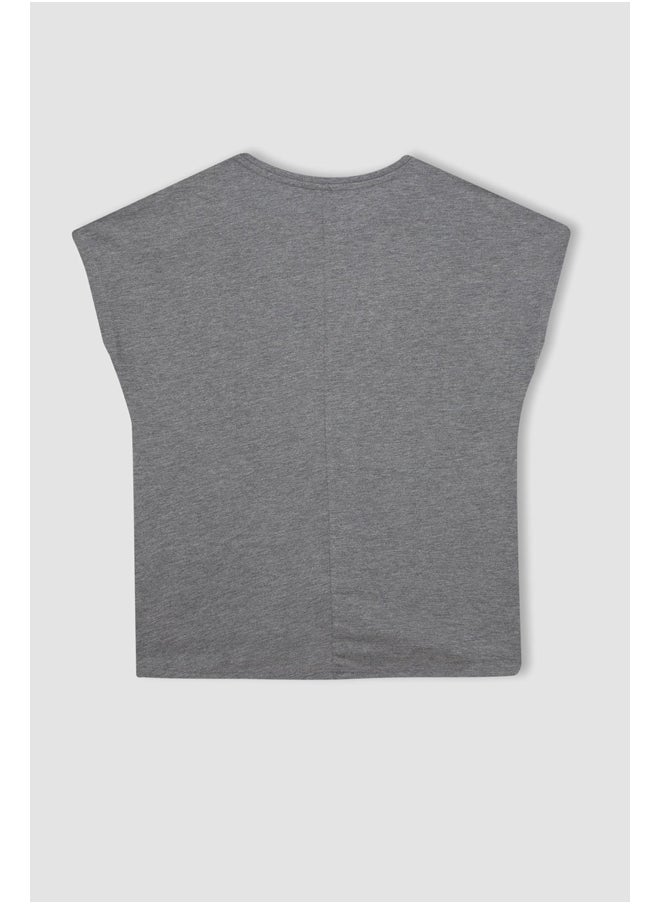 DeFacto - Woman Batwing Crew Neck Knitted Short Sleeve T-Shirt - Image 1