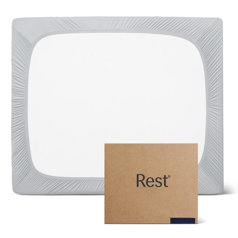 RESTÂ® EvercoolÂ®+ Fitted Sheet, Queen Size, Light Gray, 15" Deep (up to 18â€™â€™), Breathable Bedding for Hot Sleeper and Night Sweats, Bed Sheet with Ionic+ Self-Cleaning Silver Yarn for Sensitive Skin - Image 1