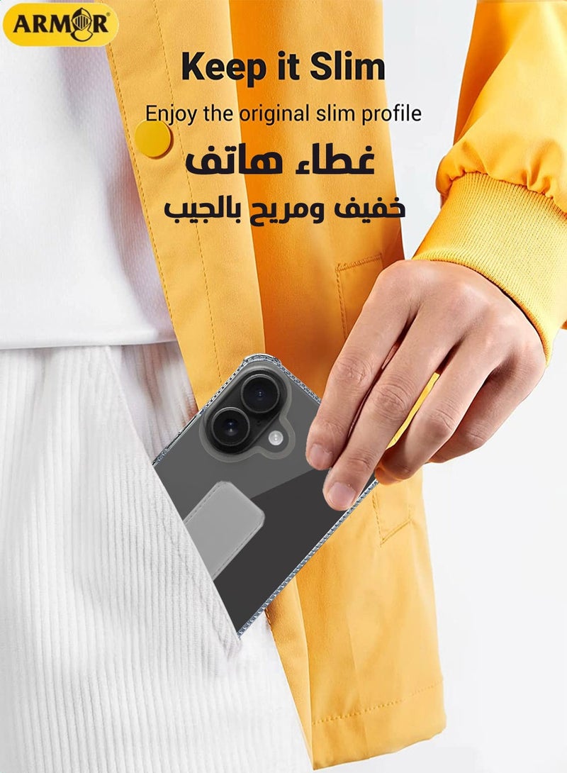 كفر حماية لهاتف ابل ايفون 16 مع مسكة مغناطيسية مدمجة 3 في 1 شفاف / رمادي - Image 4