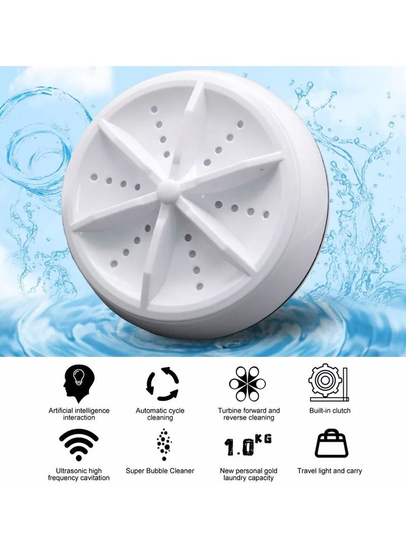 DubaiGallery Portable Mini Washing Machine,Turbo Washer & Dishwasher with USB Powered Portable Ultrasonic Turbine Sterilization Removes Dirt for Personal Laundry Travel Business RV Trip Apartment - Image 4