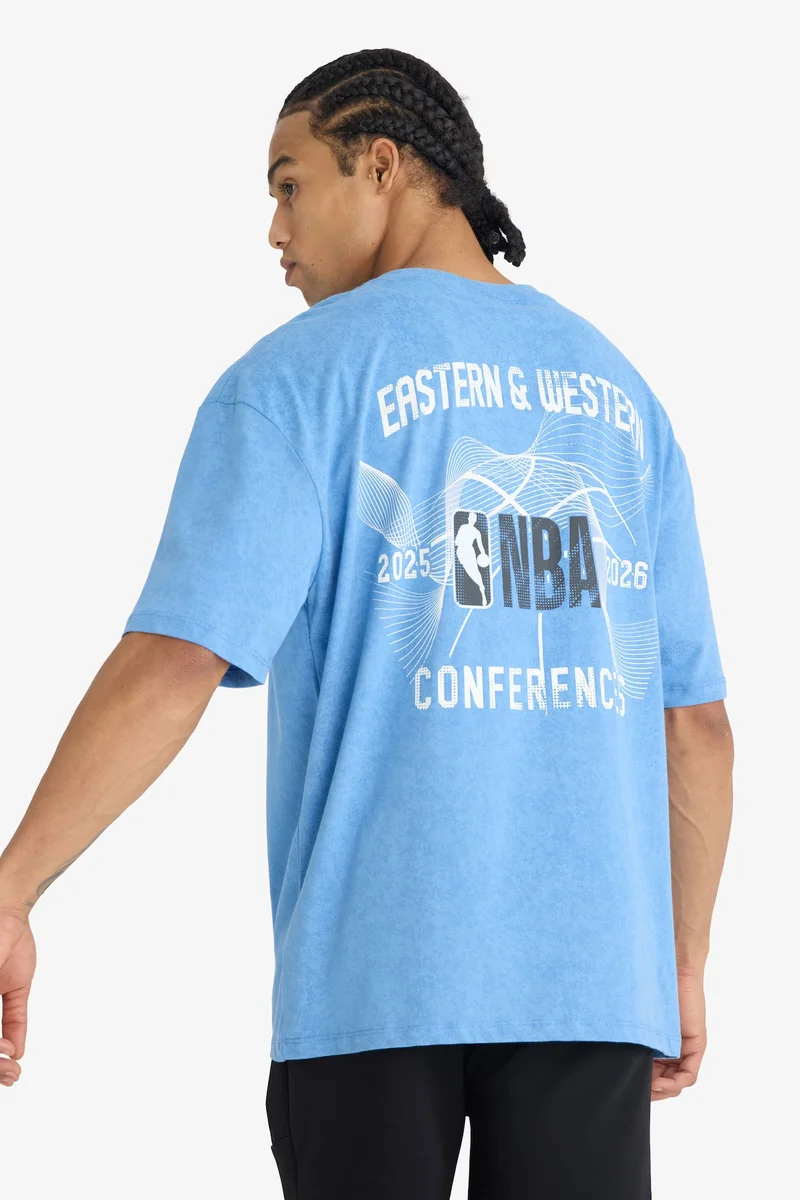 ديفاكتو DeFactoFit NBA Wordmark Oversize Loose Fit Crew Cotton T-Shirt