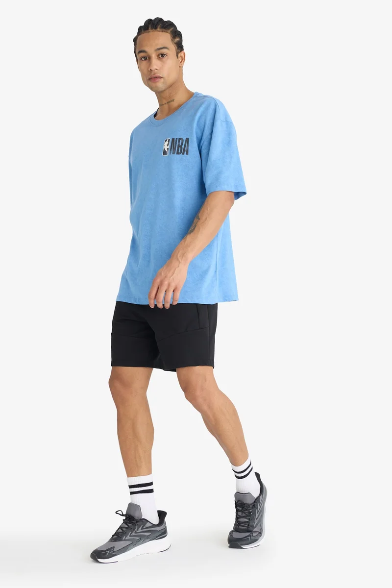 ديفاكتو DeFactoFit NBA Wordmark Oversize Loose Fit Crew Cotton T-Shirt