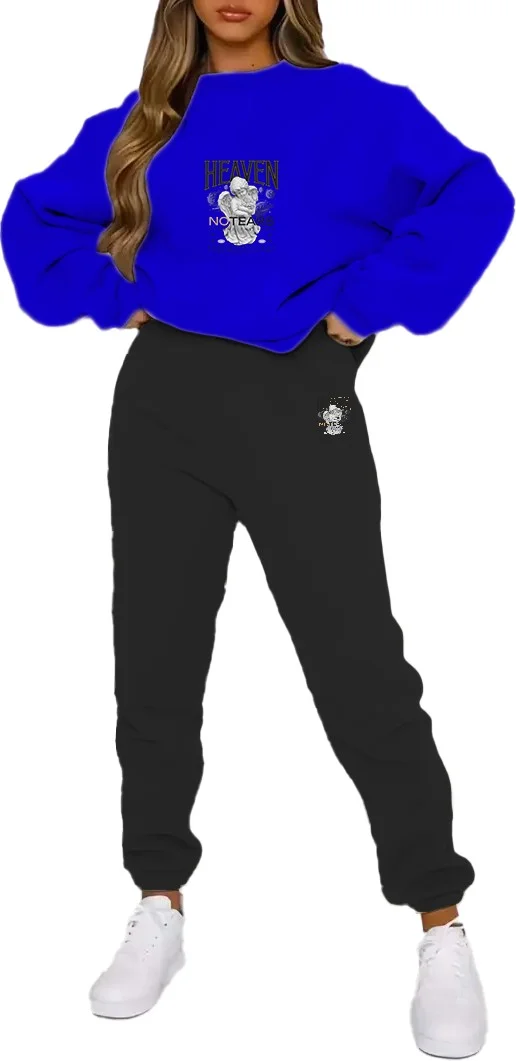 DogFish Tracksuit Set Oversize Humble Printed Tracksuit Set,lover,couple Combination Navy Blue