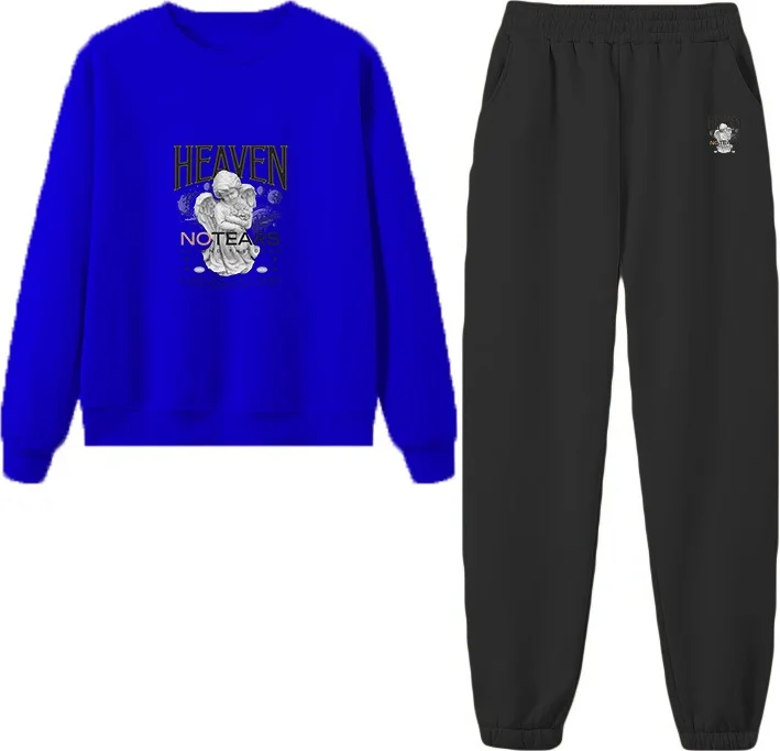 DogFish Tracksuit Set Oversize Humble Printed Tracksuit Set,lover,couple Combination Navy Blue