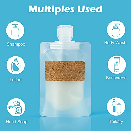 TailaiMei 12 Pieces Travel Pouches for Toiletries, TSA Approved Portable Travel Size, Refillable Stand Up Pouch for Shampoo/Conditioner/Lotion (1.7 &3.4 oz) - Image 5