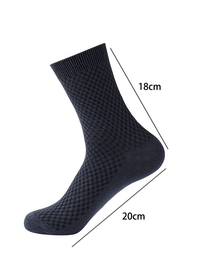 5 زوج كلاسي لينة مريحة Premium Fiber جوارب متوسطة للرجال، رجال مكافحة أودور التنفس العمل جوارب لينة الرطوبة يكسر جوارب الخيزران - Image 2