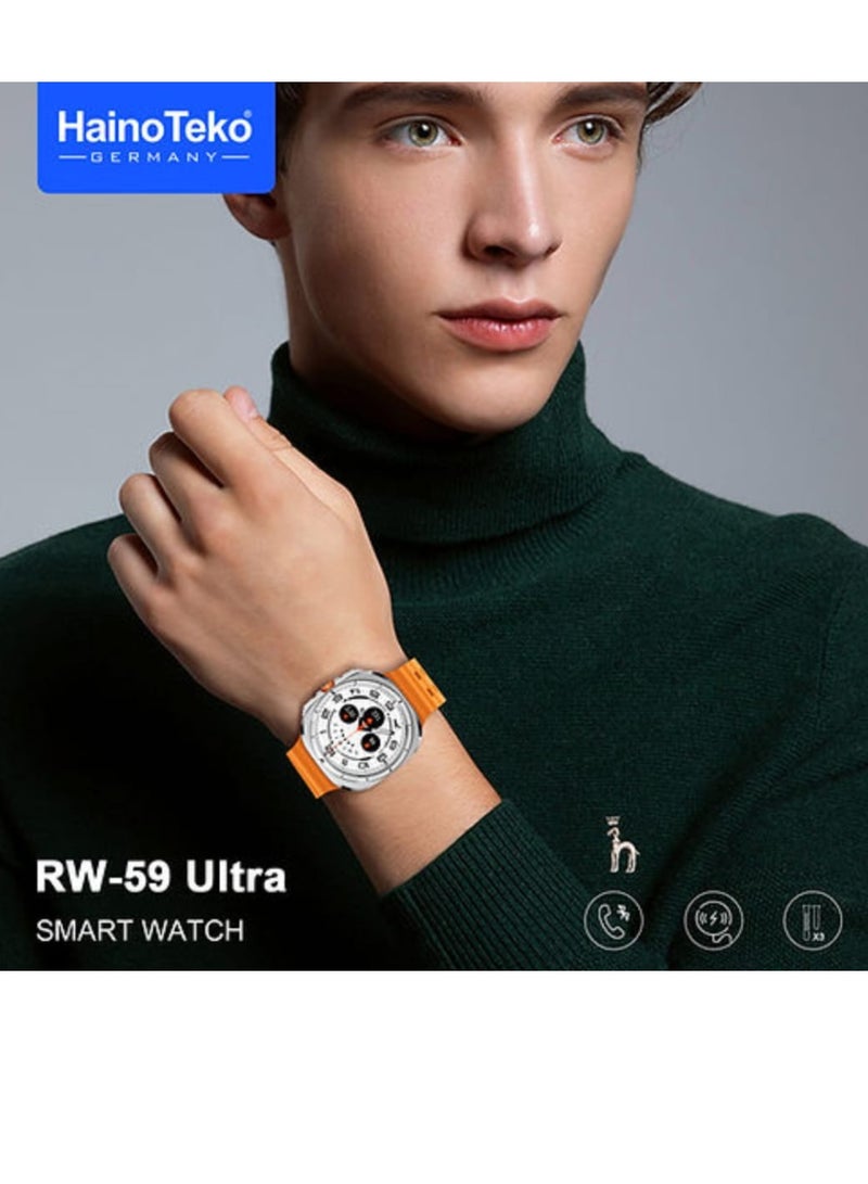 Haino Teko RW-59 Ultra Screen AMOLED Display Smart Watch With 3 Pair Straps and Wireless Charger - Image 2