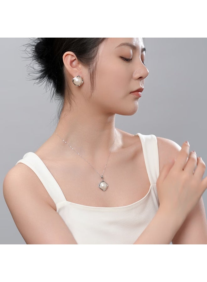 Dara 2-piece Set Sea Water Pearl Necklace Pendant And Mother-of-pearl Pearl Stud Earrings Gift For Girlfriend Wife Women's Day Birthday - Image 2