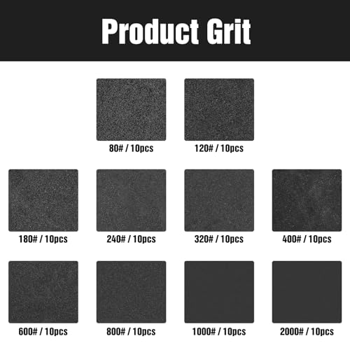 Pukamam 100 Pcs 5 inch Wet Dry Sanding Discs Grit 80 120 180 240 320 400 600 800 1000 2000 Hook and Loop 8 Hole Silicon Carbide Orbital Sander Sandpaper - Image 3