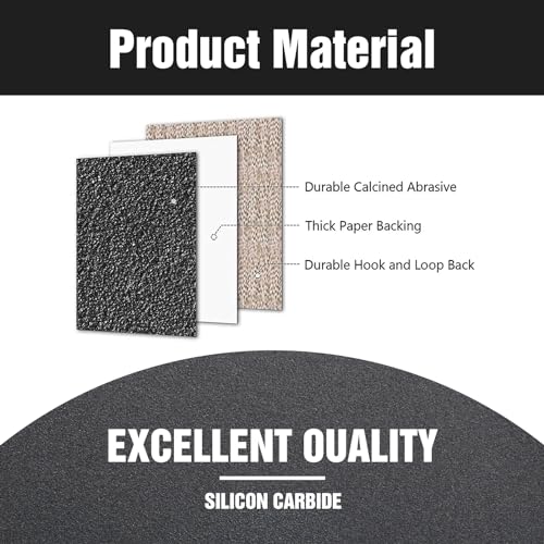 Pukamam 100 Pcs 5 inch Wet Dry Sanding Discs Grit 80 120 180 240 320 400 600 800 1000 2000 Hook and Loop 8 Hole Silicon Carbide Orbital Sander Sandpaper - Image 4