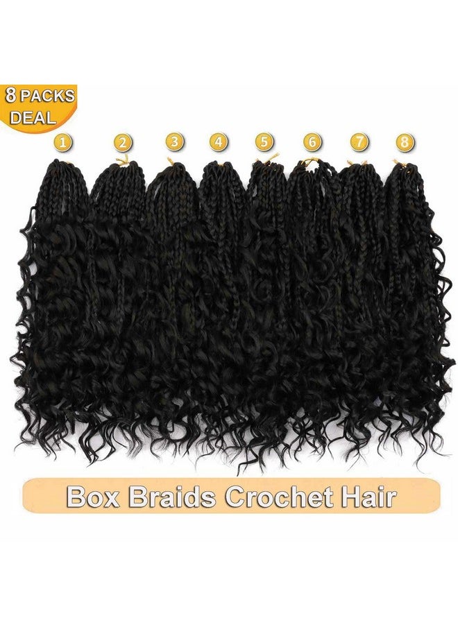 Mytarku 8 Packs Goddess Bohemian Box Braids Crochet Hair with Curly Ends 12 Inch Boho Braids Crochet Box Braids Synthetic Braiding Hair Extensions for Black Women (1B, 12 inch 8 pack)  - Image 3