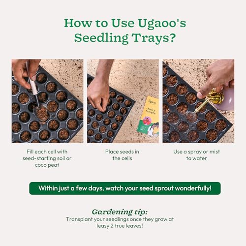 UGAOO Seedling Tray for Plants – 104 Cell Reusable Germination Tray | Nursery Trays for Seedling, Sapling, Seed Starter & Growing Tray (Pack of 5, Black) - Image 5