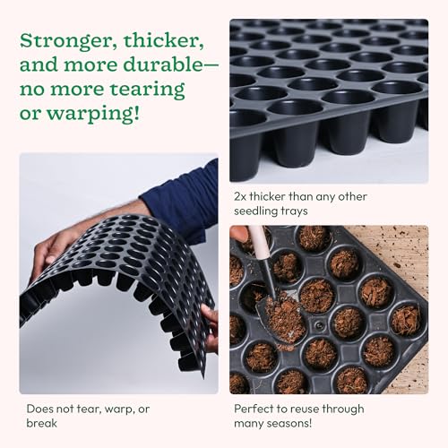 UGAOO Seedling Tray for Plants – 104 Cell Reusable Germination Tray | Nursery Trays for Seedling, Sapling, Seed Starter & Growing Tray (Pack of 5, Black) - Image 4
