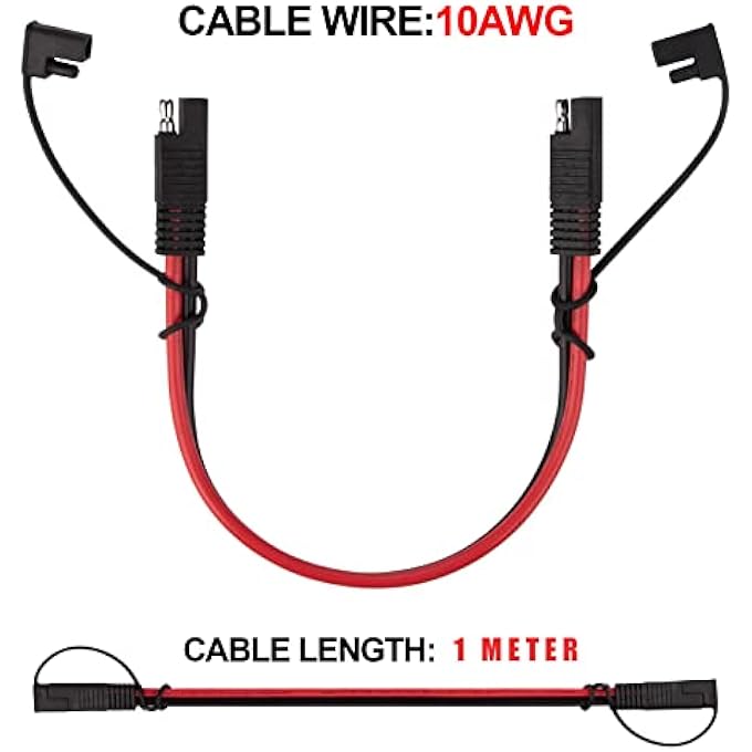 ميكينج تك كابل تمديد 10AWG SAE لفصل سريع لموصل تسخير الأسلاك للوحة الطاقة الشمسية والبطارية والدراجات النارية والسيارات والجرارات 10 مقياس 1 متر - Image 4