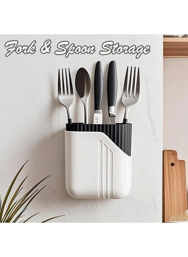 Anmi 2-Pack Wall-Mounted Bathroom Organizer, with Drain Holes, 3.5x2x4 Inch Easy-Clean Adhesive Bathroom and Kitchen Shelf for Toothbrush, Utensils, Razors, Remote Control (White) - Image 3