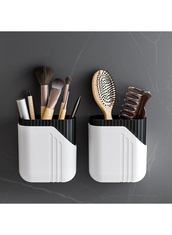 Anmi 2-Pack Wall-Mounted Bathroom Organizer, with Drain Holes, 3.5x2x4 Inch Easy-Clean Adhesive Bathroom and Kitchen Shelf for Toothbrush, Utensils, Razors, Remote Control (White) - Image 5