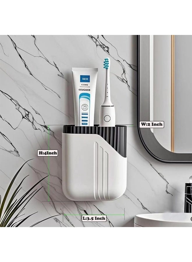 Anmi 2-Pack Wall-Mounted Bathroom Organizer, with Drain Holes, 3.5x2x4 Inch Easy-Clean Adhesive Bathroom and Kitchen Shelf for Toothbrush, Utensils, Razors, Remote Control (White) - Image 2