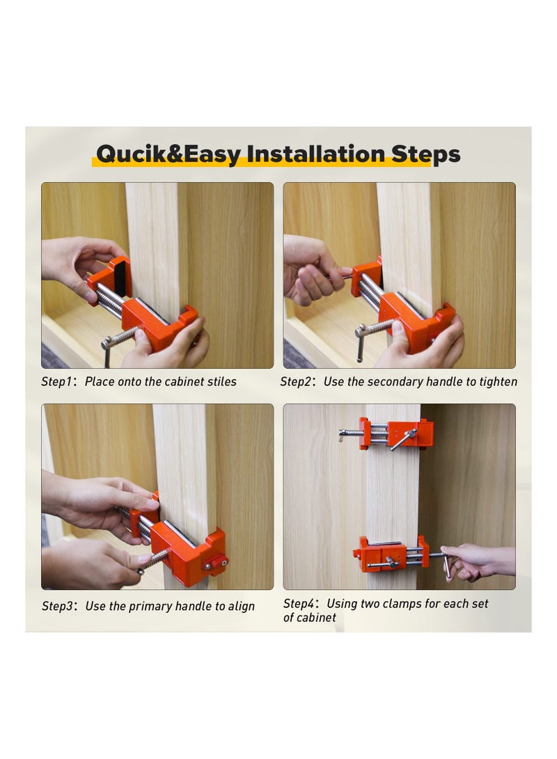 Zikra 2 قطع مشابك إطار وجه الخزانة، أدوات تثبيت الخزانة مشابك الخزانة قبضة آمنة مشابك تثبيت الخزانة أدوات الخزانة مع براغي جانبية و لوحة محاذاة لإطار الخزانة - Image 3