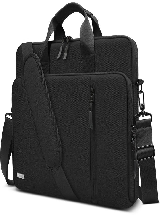 TECOOL 15.6 16 Inch Laptop Bag, 360 Protective Case Messenger Bag Computer Sleeve with Shoulder Strap Waterproof Briefcase for 15.6 16 Inch Acer ASUS Lenovo HP Dell Laptop, MacBook Pro 16, Black - Image 1