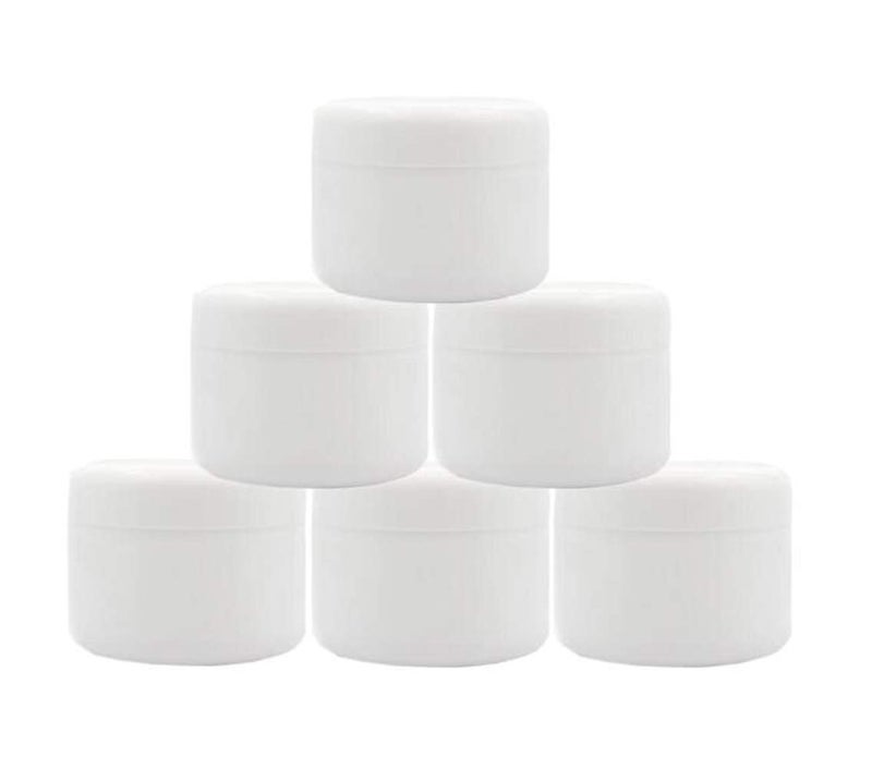 XINGZI 6PCS 8 Oz 250ml 250g White Plastic Cosmetic Jars with Inner Liners and Dome Lids Refillable Make-up Containers Pot Case for Scrubs Oils Salves Creams Lip Balm Lotions Nail Accessories