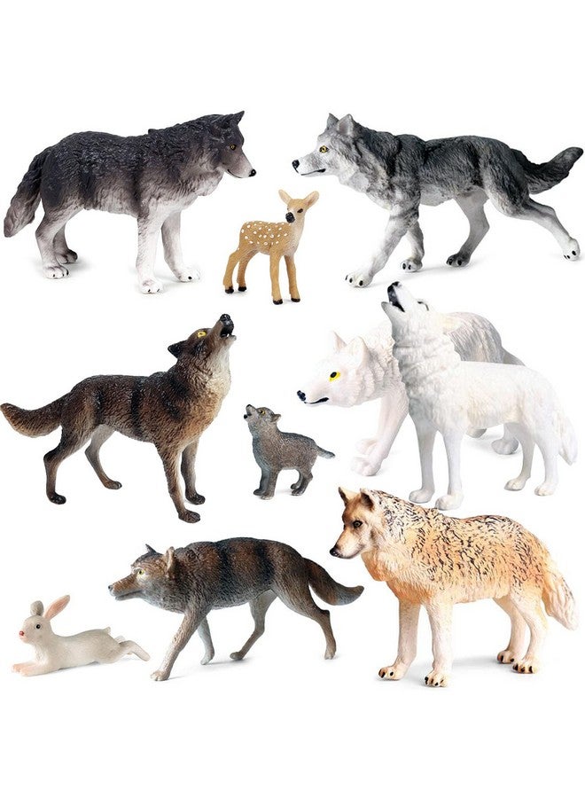 OrgMemory Figurines Playset, Wolf Figures Toys, 10pcs, Safari Animals Figures for Diorama, Crafts, Child Educational, Cake Décor (Wolf Set A) - Image 1