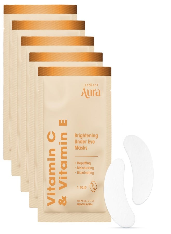 Radiant Aura Vitamin C & Vitamin E Under Eye Patches – Dermatologist Tested, Anti Aging, Korean Skin Care – Hydrates, Firms, Reduces Look Of Fine Lines, Puffiness Reducer – Vegan, Clean – 5 Pairs - Image 1
