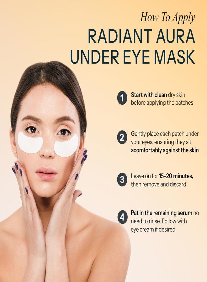 Radiant Aura Vitamin C & Vitamin E Under Eye Patches – Dermatologist Tested, Anti Aging, Korean Skin Care – Hydrates, Firms, Reduces Look Of Fine Lines, Puffiness Reducer – Vegan, Clean – 5 Pairs - Image 5
