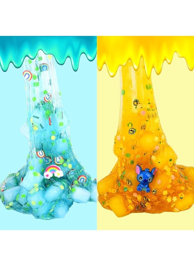 d'Alba - 2 Pack Jelly Cube Crunchy Slime Kit Clear Crystal Slime with Rainbow and Yellow Super Soft and NonSticky Birthday Gift Slime Party Favor StuffChristmas ToyAwesome Party Favors - Image 1