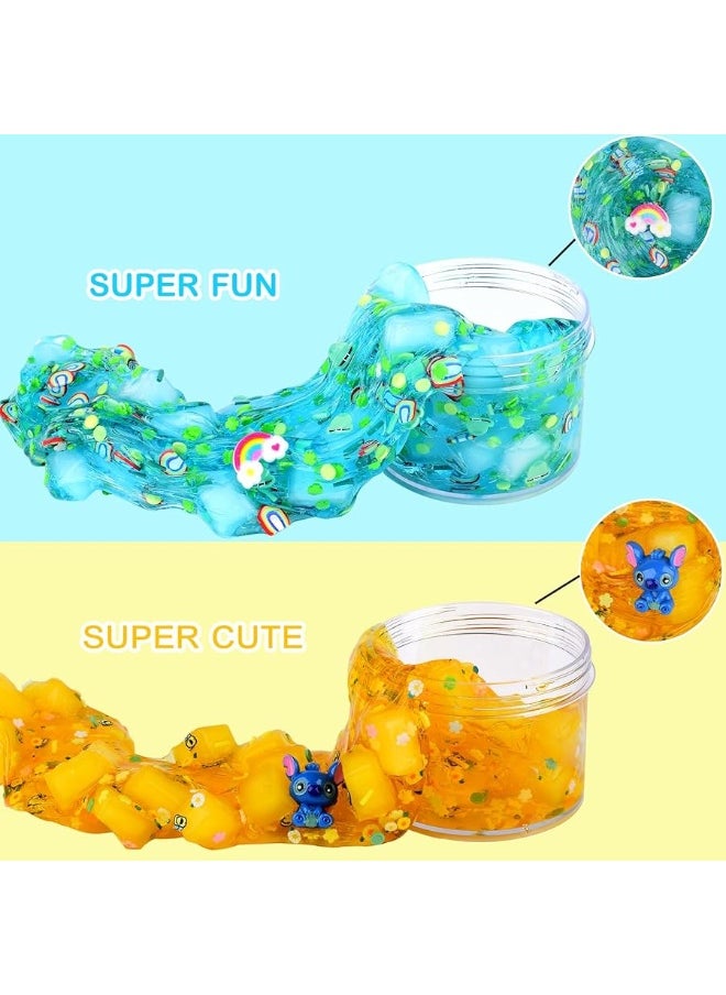d'Alba - 2 Pack Jelly Cube Crunchy Slime Kit Clear Crystal Slime with Rainbow and Yellow Super Soft and NonSticky Birthday Gift Slime Party Favor StuffChristmas ToyAwesome Party Favors - Image 1