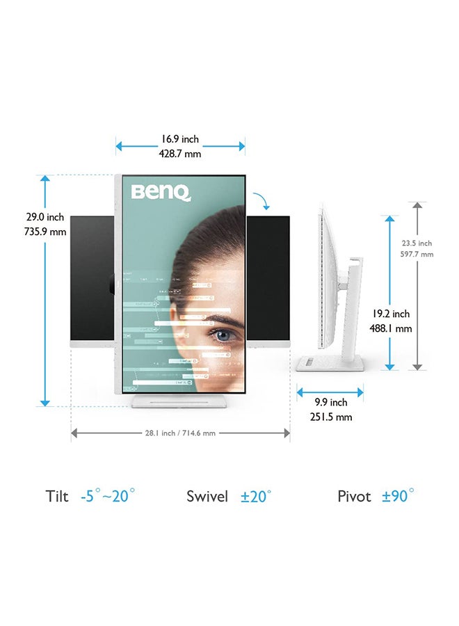 بين كيو شاشة Gw3290Qt بحجم 31.5 بوصة (80 سم) IPS Qhd 75Hz - قابلة لتعديل الارتفاع، 99% Srgb، معتمدة لحماية العين، ذكاء السطوع، مكبرات صوت مع فلتر ضوضاء، USB-C (Pd 65W)، Hdmi، Dp، مركز USB، وضع البرمجة - Image 5