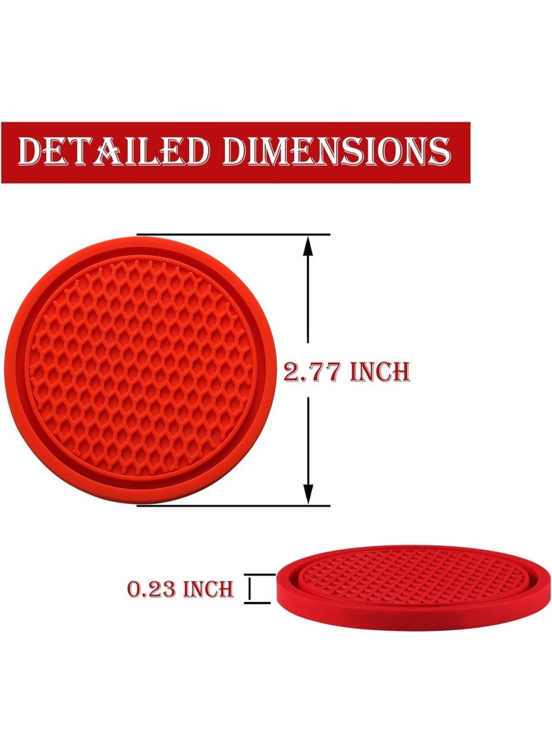 Car Cup Coaster, 4PCS Universal Non-Slip Cup Holders Embedded in Ornaments Coaster, Car Interior Accessories, Red - Image 2