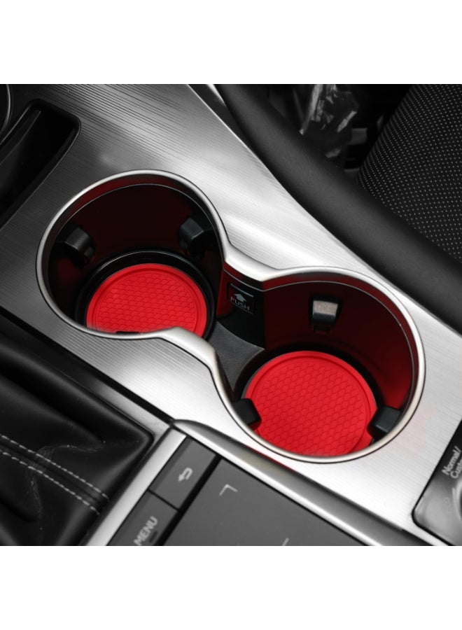 Car Cup Coaster, 4PCS Universal Non-Slip Cup Holders Embedded in Ornaments Coaster, Car Interior Accessories, Red - Image 4