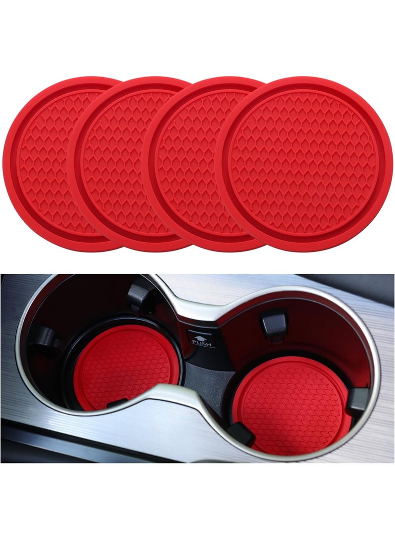 Car Cup Coaster, 4PCS Universal Non-Slip Cup Holders Embedded in Ornaments Coaster, Car Interior Accessories, Red - Image 1