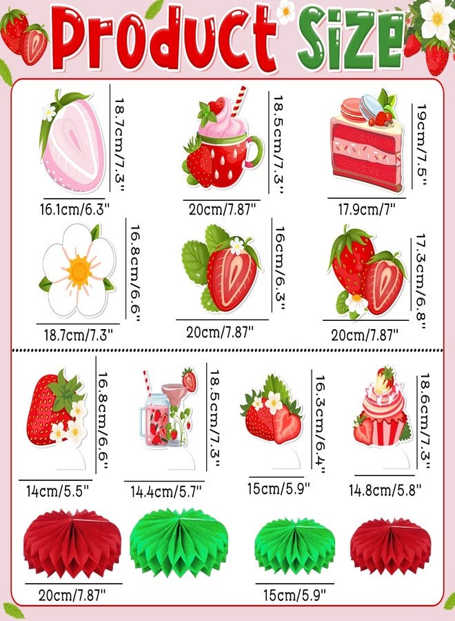 Haimimall Strawberry Birthday Decorations, 220Pcs Pink Berry Plates and Napkins Happy Birthday Banner Berry Sweet Tablecloth Honeycomb Cake Topper Hanging Swirls for Strawberry Party Decor, Serve 26 - Image 4