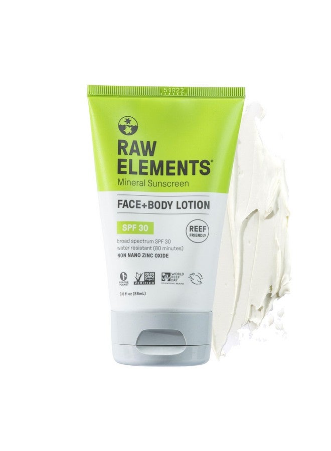 Raw Elements Face and Body Mineral Sunscreen SPF 30 Tube, Organic Sunblock Daily Protection, Non Toxic Reef Safe, Water Resistant, Cruelty Free, 3 oz (Pack of 1) - Image 1