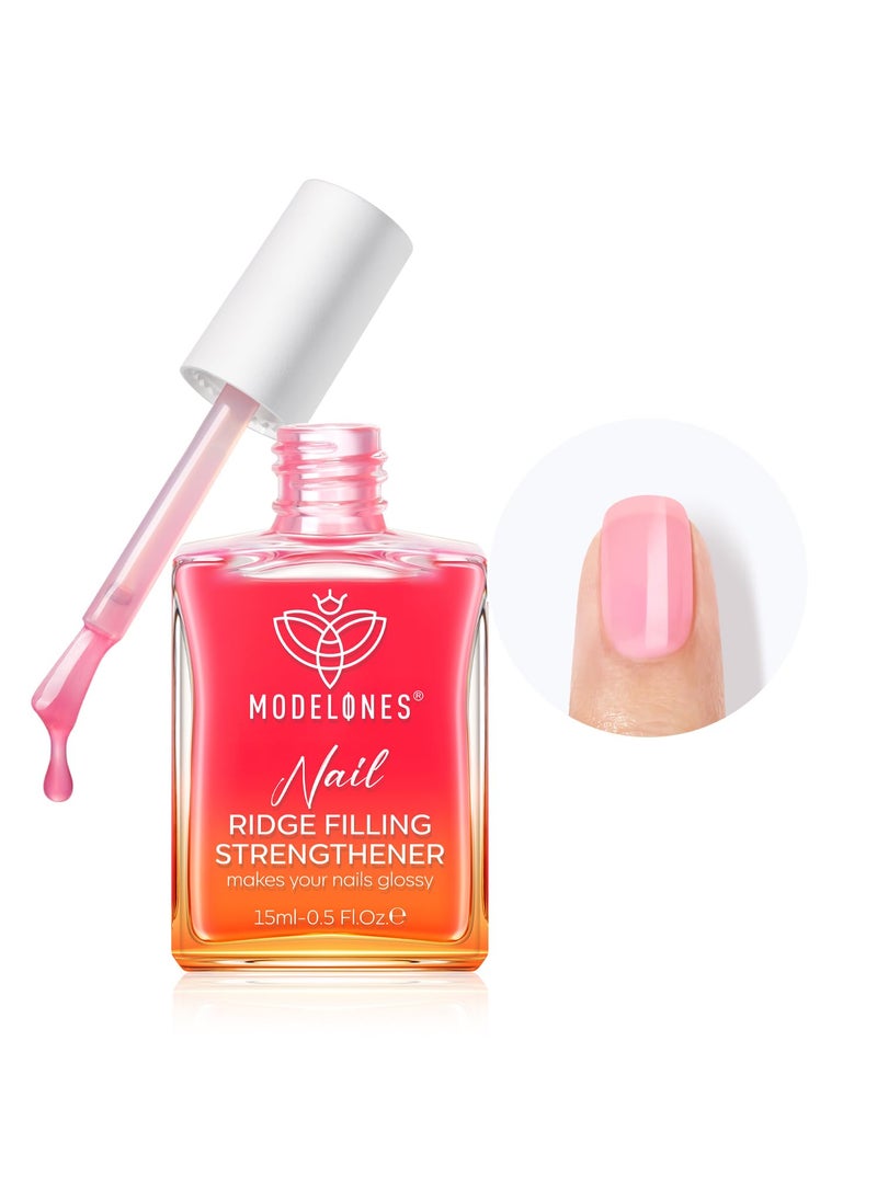 modelones - modelones Nail Strengthener, 8-in-One Nail Ridge Filler Base Coat Nail Polish Repair Nail Growth Treatment for Thin and Damaged Nails, Jelly Pink, 15ml - Image 1