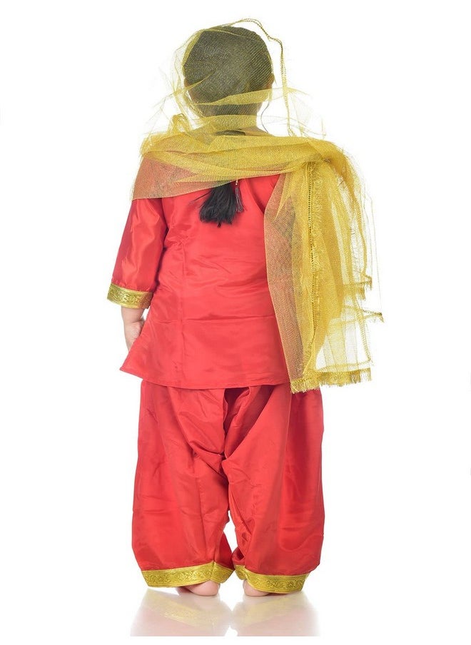BookMyCostume - BookMyCostume Punjabi Giddha Baisakhi Folk Dance Costume for Girls and Females | Golden & Red | with Jewellery 14-16 years/Adult S - Image 1