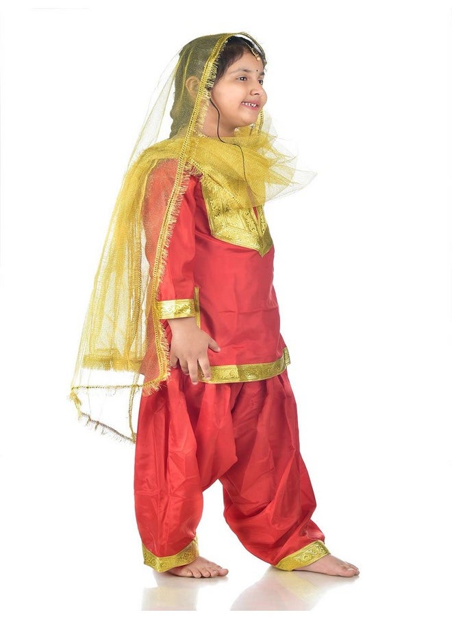 BookMyCostume - BookMyCostume Punjabi Giddha Baisakhi Folk Dance Costume for Girls and Females | Golden & Red | with Jewellery 14-16 years/Adult S - Image 1