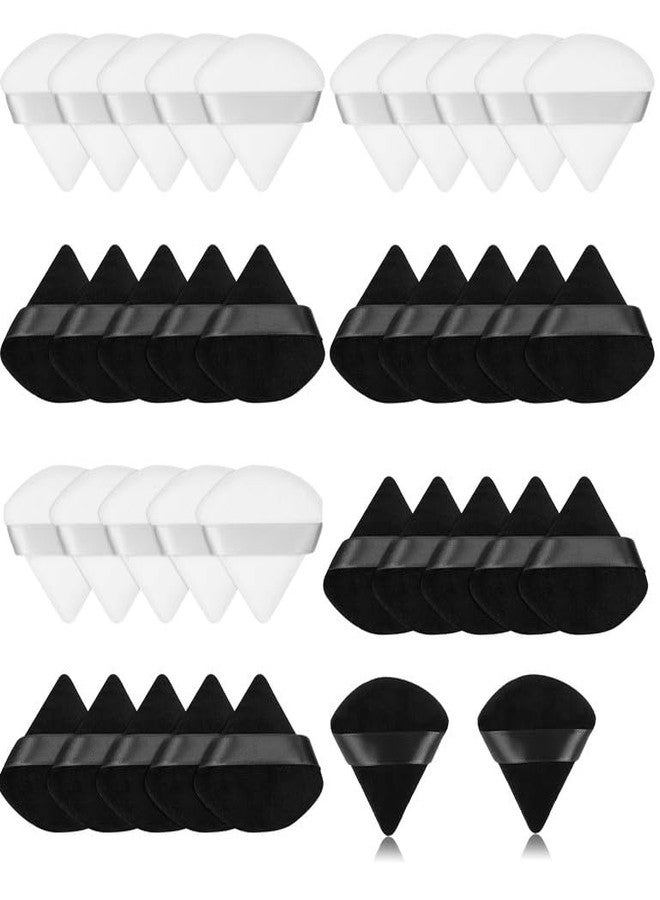 DATNASAYAD 37 Pieces Triangle Cosmetic Loose Powder Puffs Washable Reusable Soft Plush Foundation Sponge for Face Body Wet Dry Makeup Tool- Multicolor Pack of 37 - Image 1