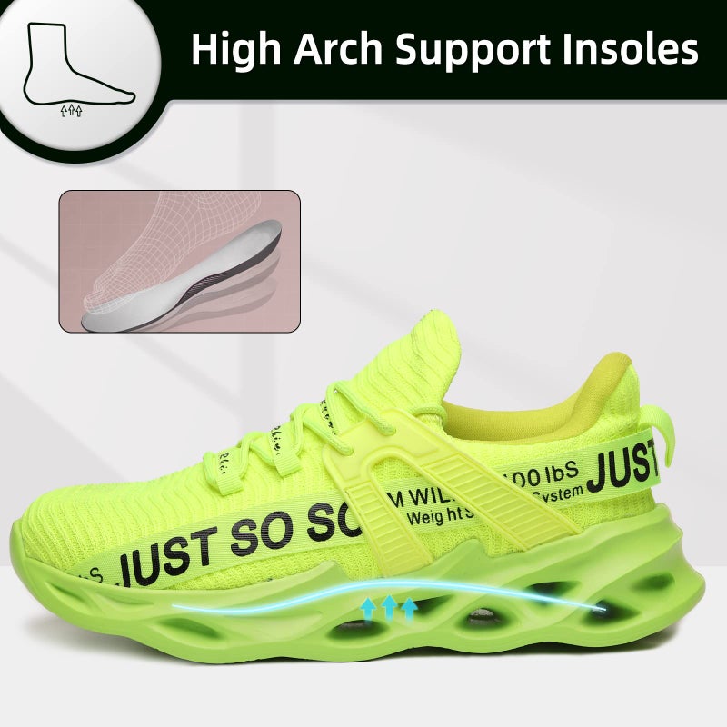 Furuian Steel Toe Shoes for Women Men Lightweight Slip On Safety Work Shoes Comfortable Steel Toe Sneakers Green - Image 5