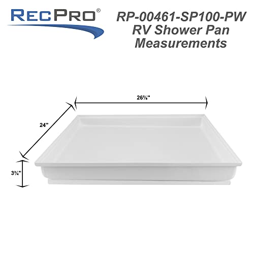 RecPro RV Shower Pan | 27" x 24" x 4" Corner Drain in White | RV Shower Base | Camper Shower Pan - Image 4