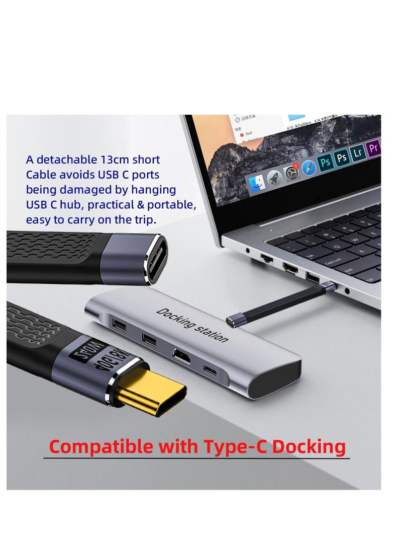 SYOSI 40Gbps USB4 Male to Female Straight Slim Flat Extension Cable 13cm with 240W Charg-ing and 8K@60Hz Compatible with Thunderbolt3/4 - Image 5