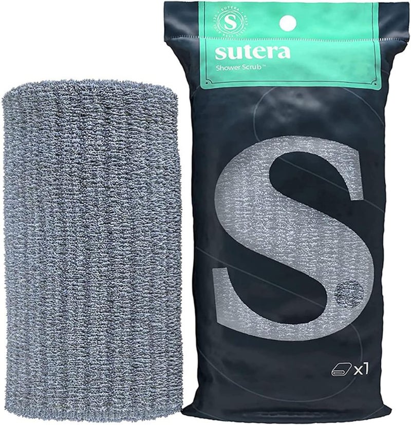 SUTERA - منشفة تقشير للاستحمام، قماش غسيل ياباني فاخر، تنظيف عميق للجسم والوجه، ألياف مزدوجة للتقشير الدقيق، متينة وسريعة الجفاف، عناية بالبشرة على طريقة المنتجعات الآسيوية، تصميم طويل جدًا