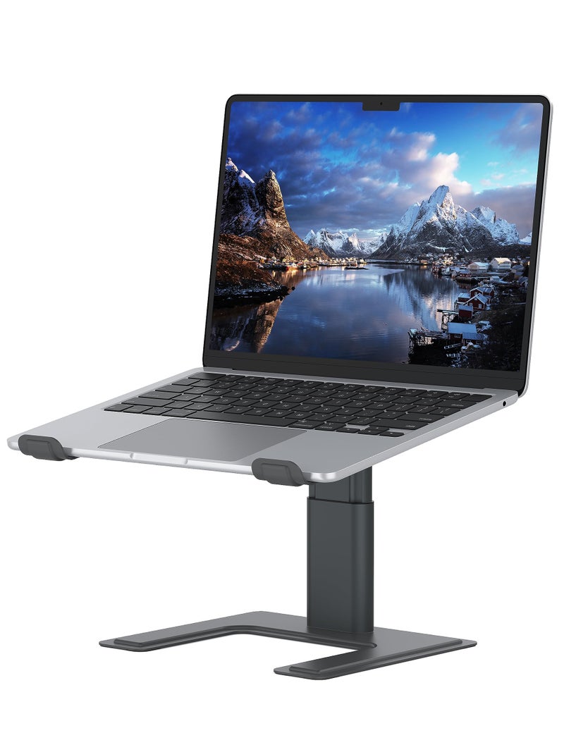 ALASHI Laptop Stand for Desk, Computer Stand Adjustable Height, Ergonomic Notebook Laptop Riser, Aluminum Metal Holder Compatible with 10 to 17.3 Inches Notebook PC Computer, Grey - Image 1