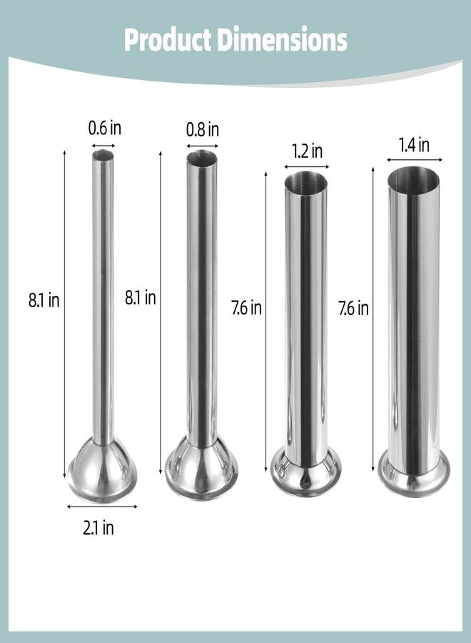 COSYOO 4Pcs Sausage Stuffing Tubes,Stainless Steel Sausage Stuffer Funnels for Meat Grinder,Sausage Filling Tuber,Sausage Stuffer Parts,Multiple Diameters 4 Sizes 0.63"/16mm,0.86"/22mm,1.26"/31mm,1.5"/38mm - Image 5