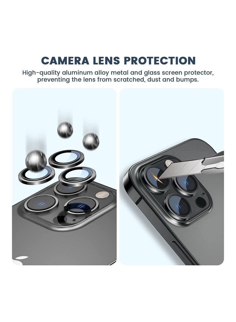 Camera lens protector, keep original camera HD glass metal camera lens screen cover film for iPhone 14 Pro Max / 14 Pro Accessories Black - Image 2