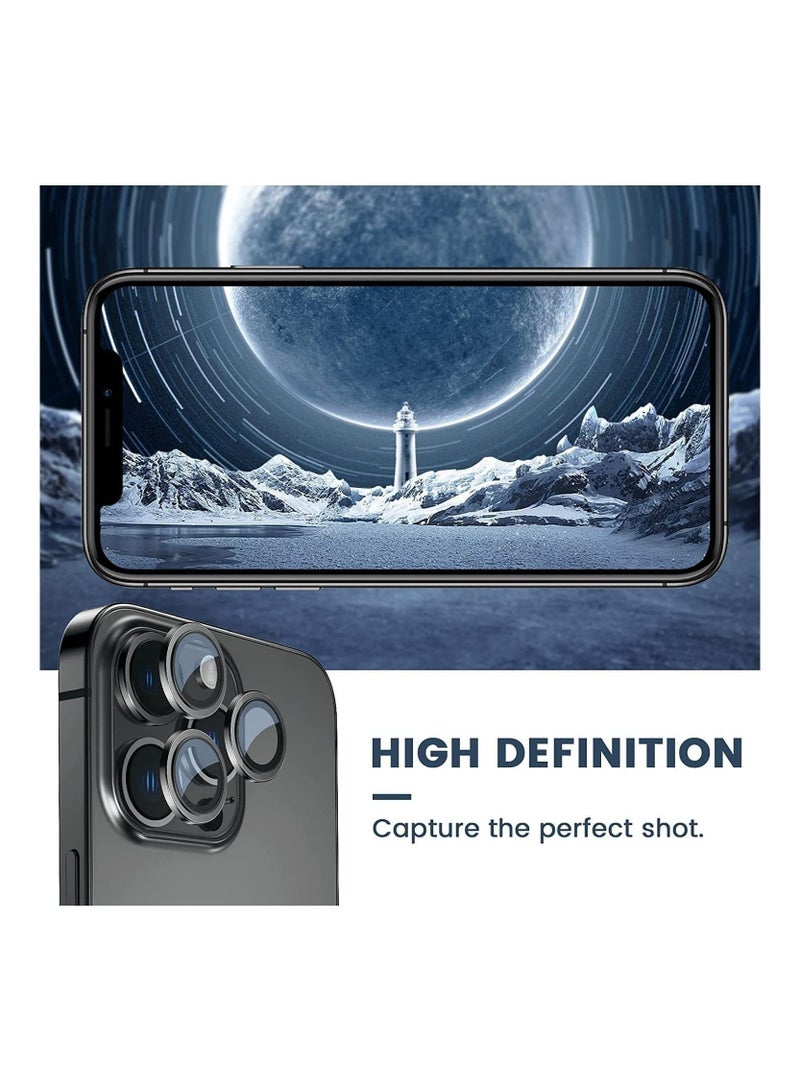 Camera lens protector, keep original camera HD glass metal camera lens screen cover film for iPhone 14 Pro Max / 14 Pro Accessories Black - Image 3