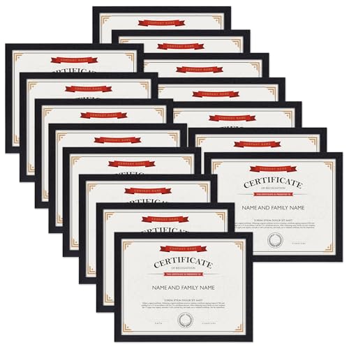 Edenseelake 85 x 11 Picture Frame Set of 15 Black 85 x 11 Certificate Frame Bulk for Award Document Diploma Wall or Tabletop Display